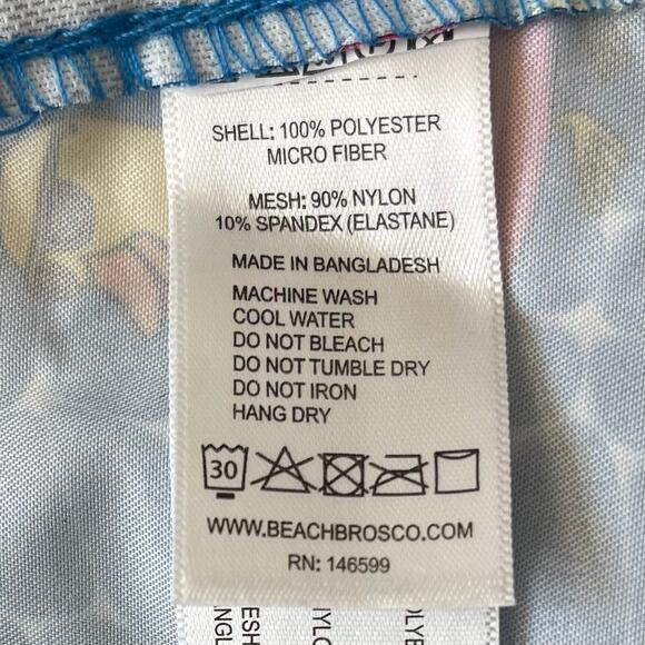 NWT Beach Bros Swim Trunks Men's XL Blue Lined Board Shorts Pink Duck Tube Print - Picture 9 of 10